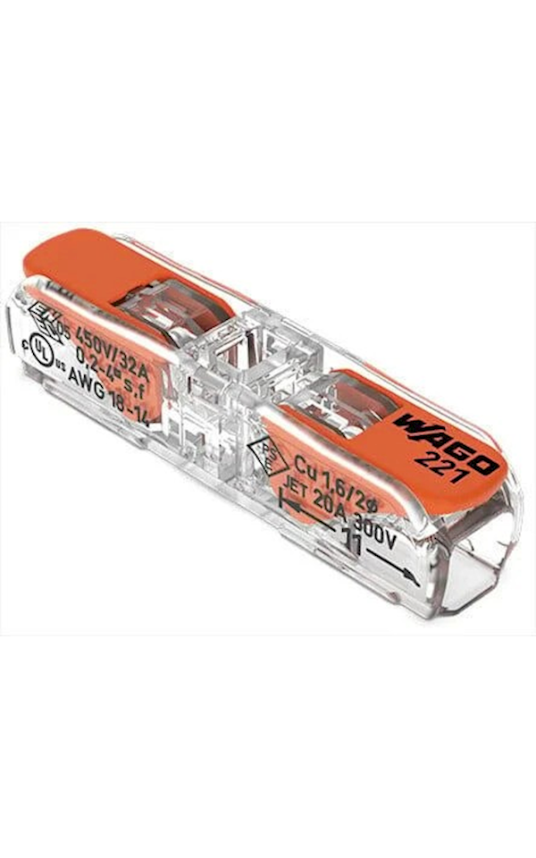 Wago 221-2411 COMPACT 1 pólusú vezeték összekötő 2-karos, 2...4mm2 32A 450VAC